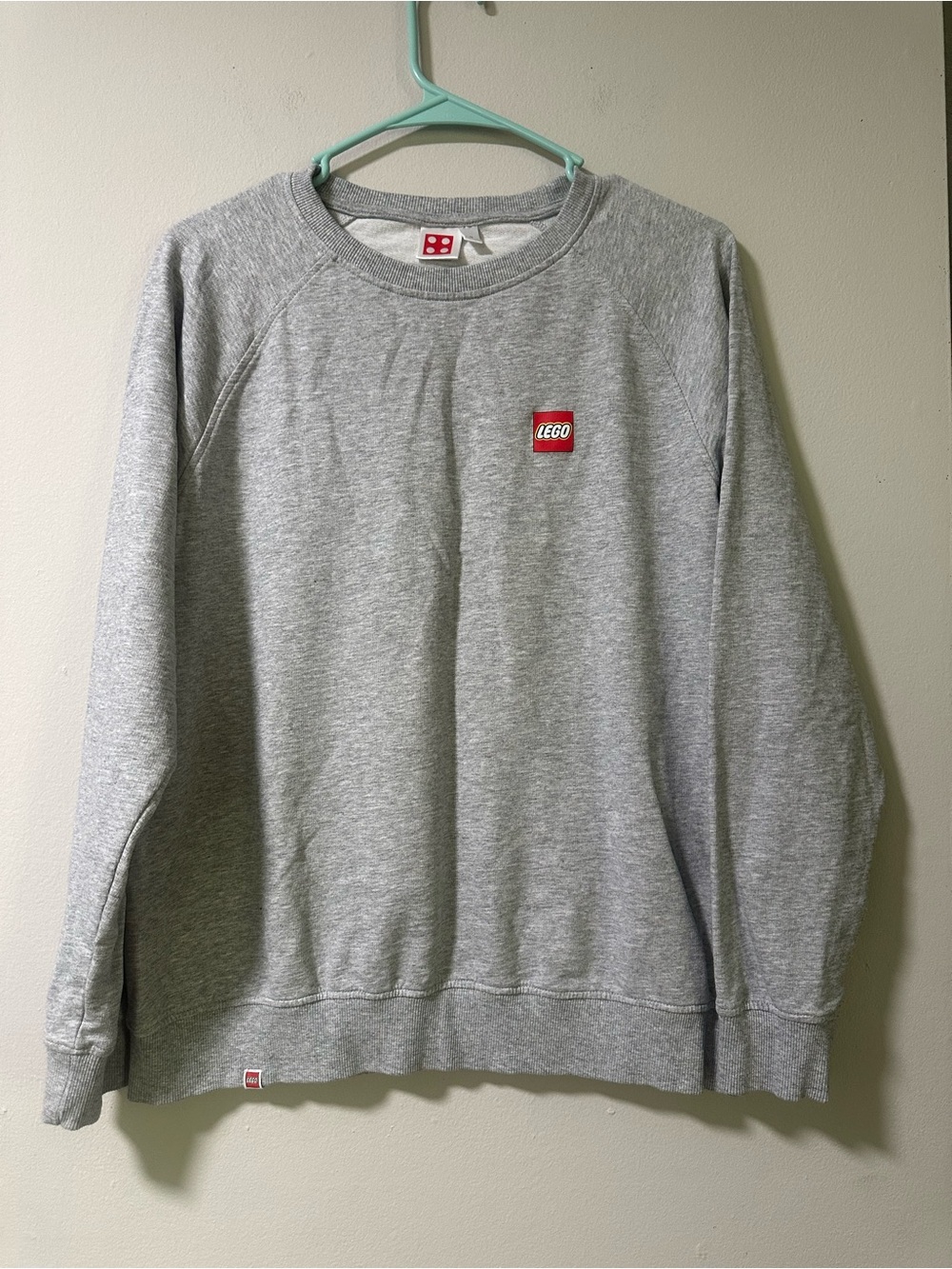 Lego Men's Gray Crewneck Sweater with Red Logo